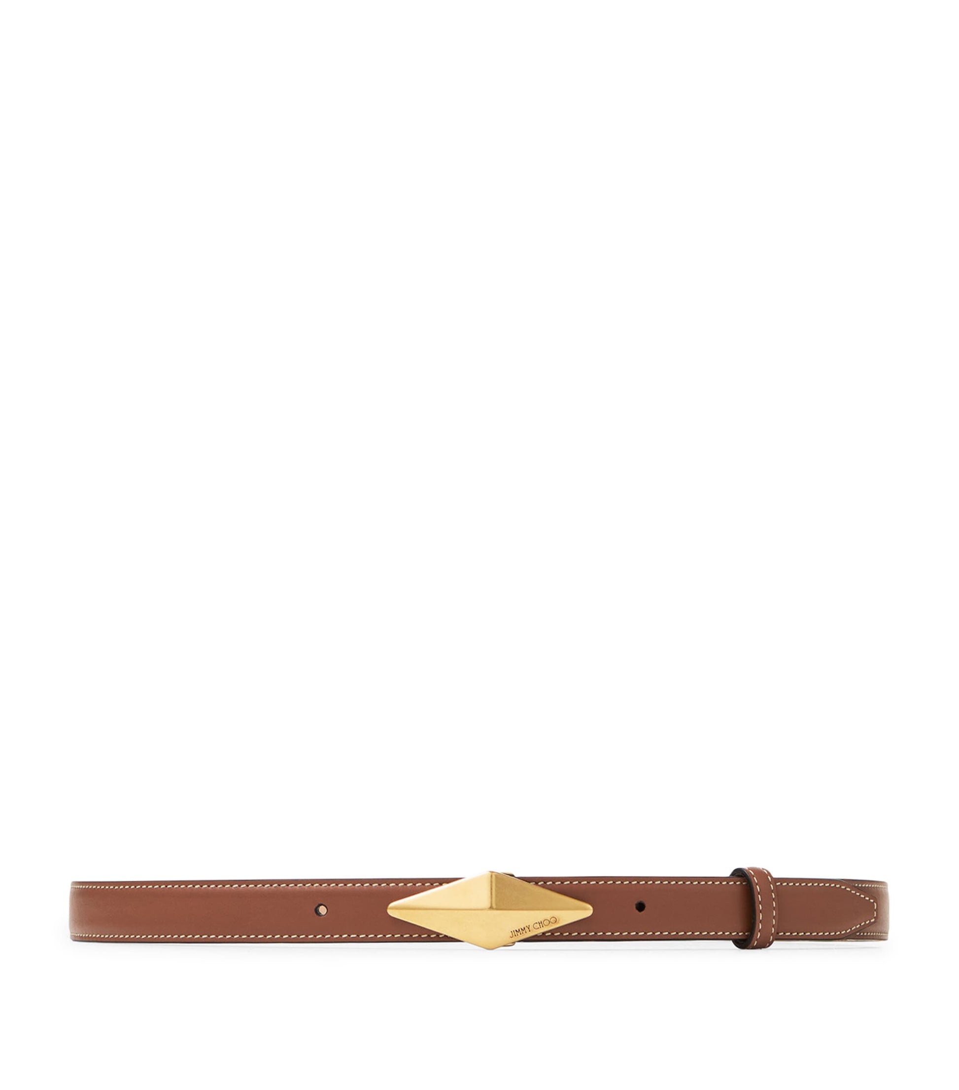 Jimmy Choo Brown Leather Diamond Belt