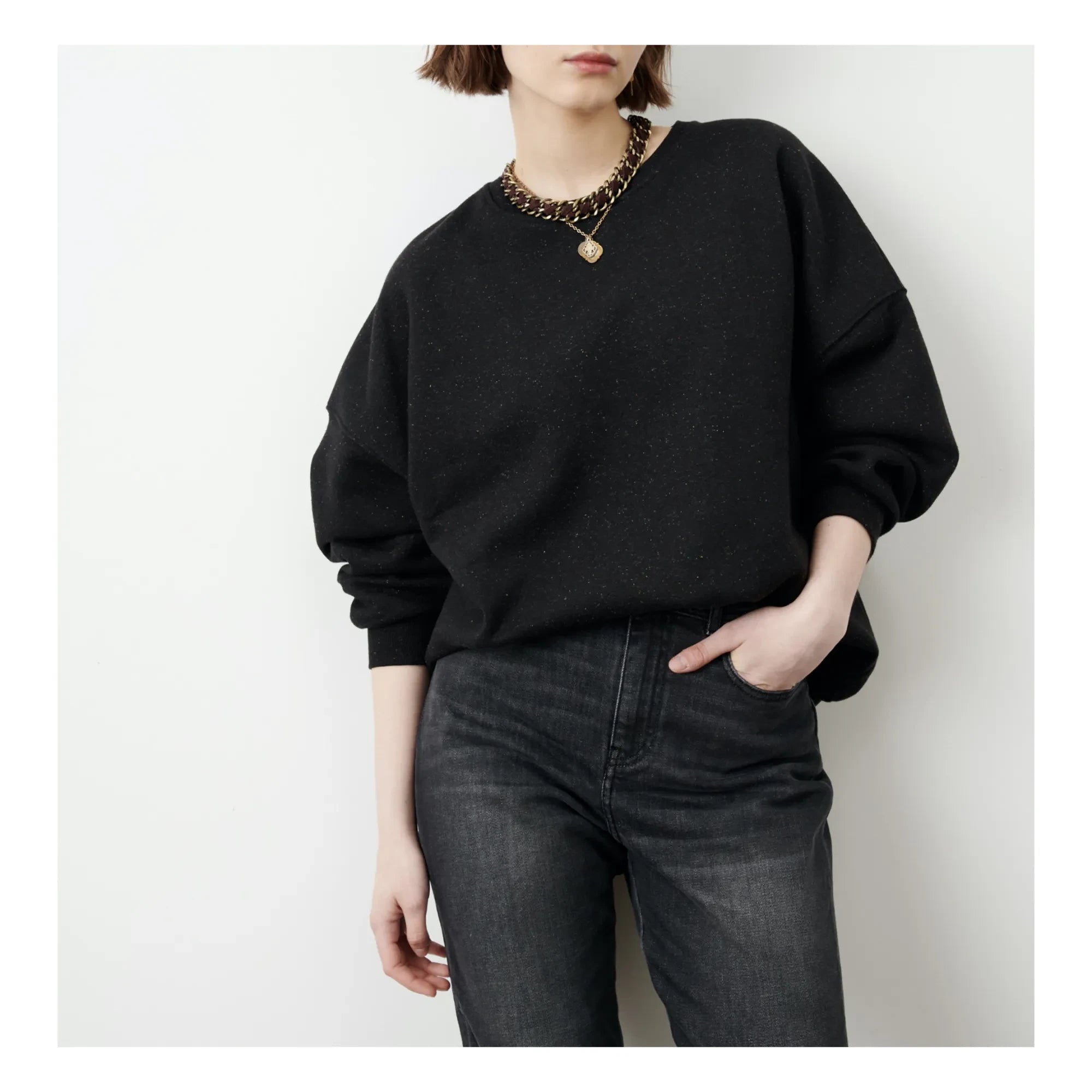 Sessùn - Chebbi Flecked Cotton Sweatshirt | Black