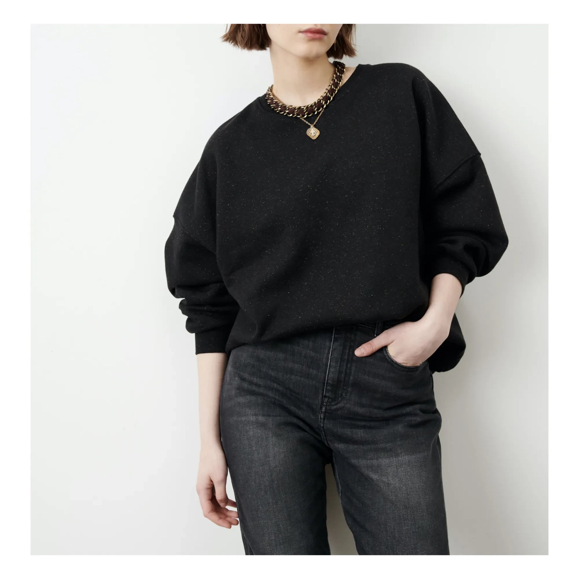 Sessùn - Chebbi Flecked Cotton Sweatshirt | Black