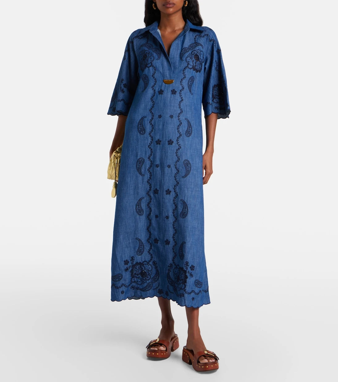 Zimmermann - Aster embroidered denim midi dress