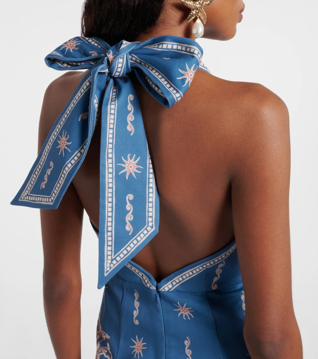 Alémais - Acacia printed halterneck cotton minidress