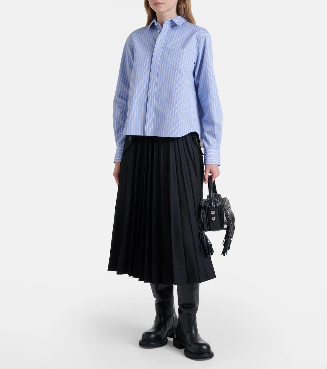 Sacai - Striped cotton-blend poplin shirt