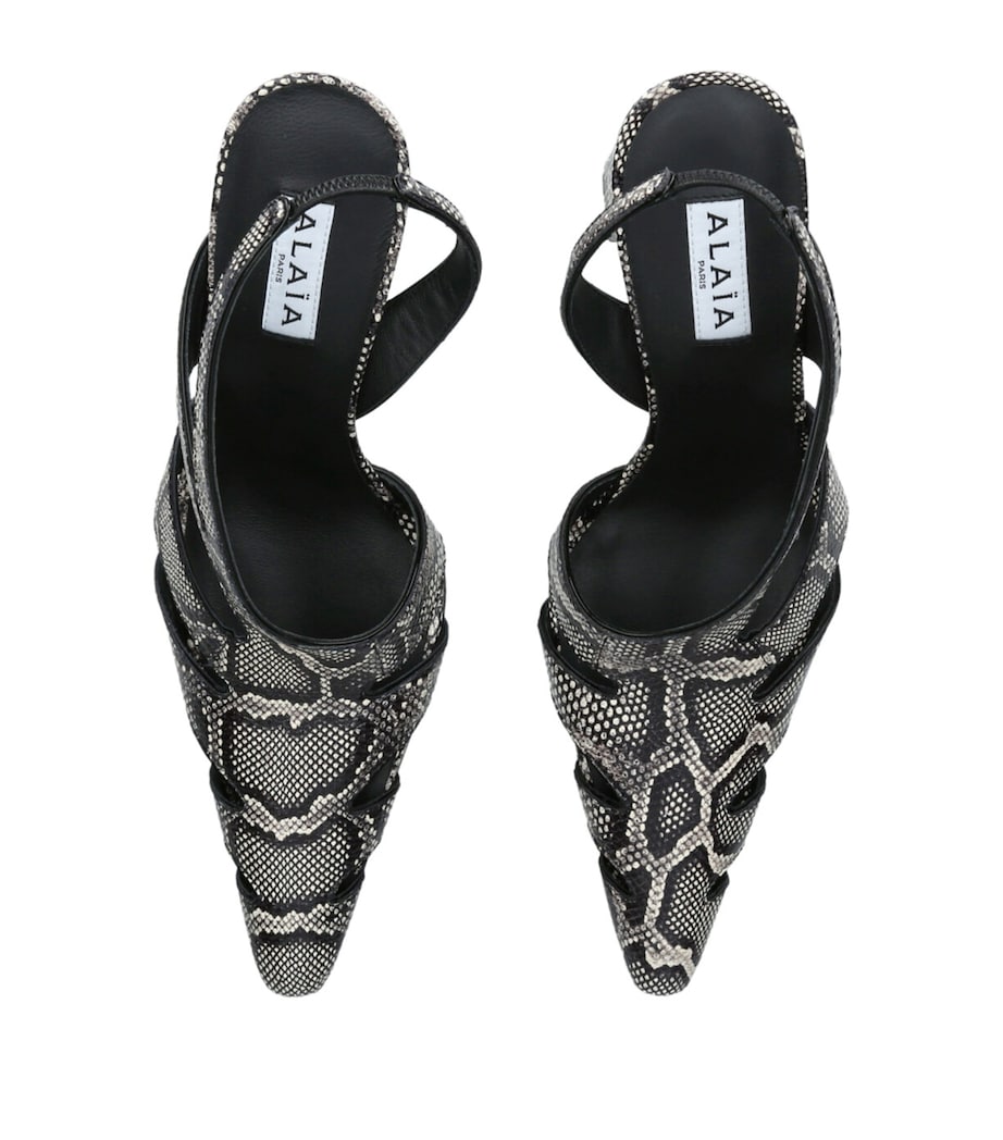 Alaïa White Snakeskin Slingback Pumps 90
