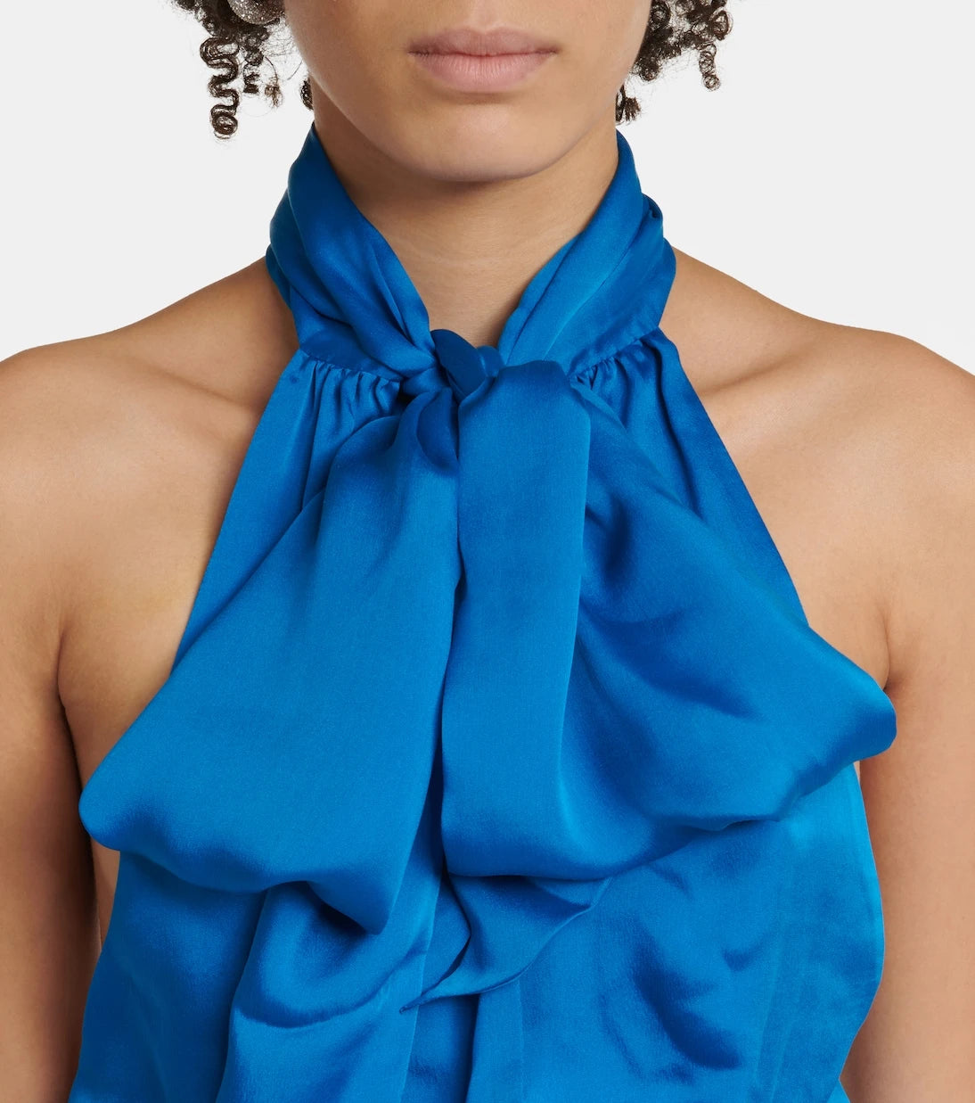 Alexandre Vauthier - Silk charmeuse tie-neck top