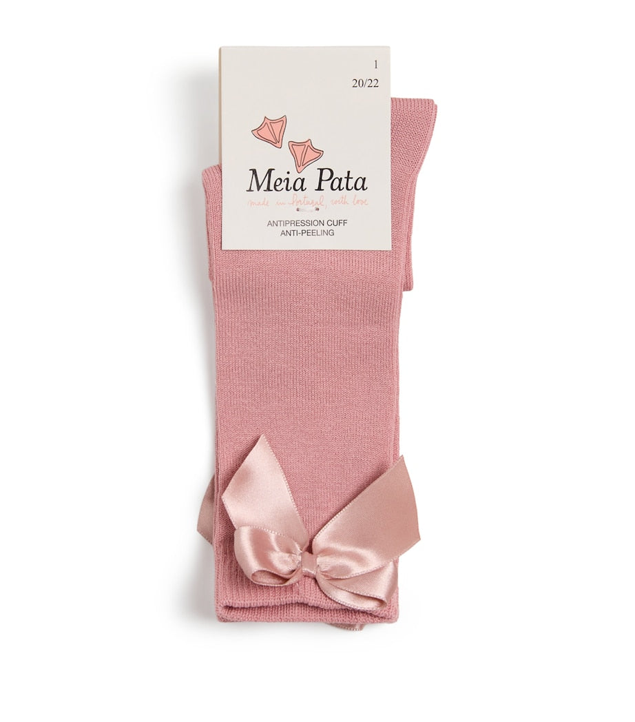 Meia Pata Satin-Bow Knee-High Socks
