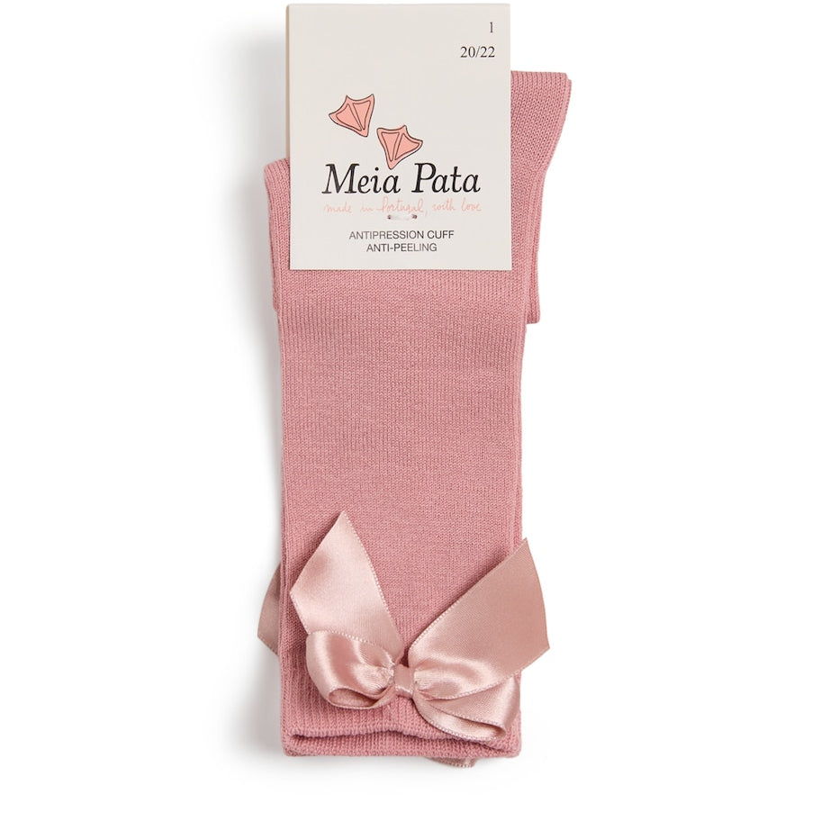 Meia Pata Satin-Bow Knee-High Socks