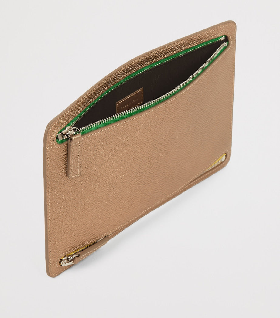 Metallic Panama Leather Multi-Zip Wallet