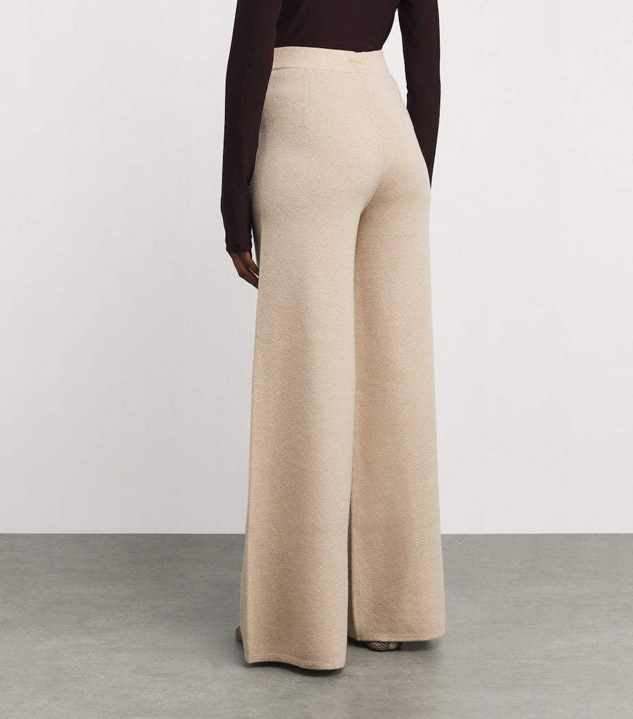Max Mara Beige Wool-Cashmere Wide-Leg Trousers