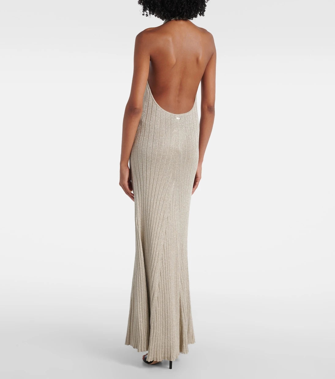 Tom Ford - Ribbed-knit halterneck lamé maxi dress