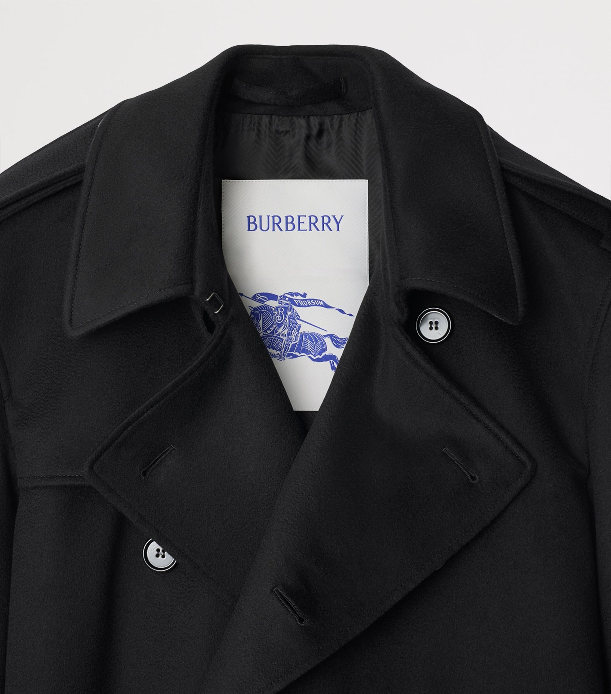 Black Cashmere Mid-Length Trench Coat