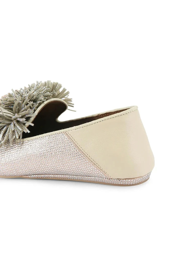 Kurt Geiger London Pom Pom Point Slip On Kadife Mokasen