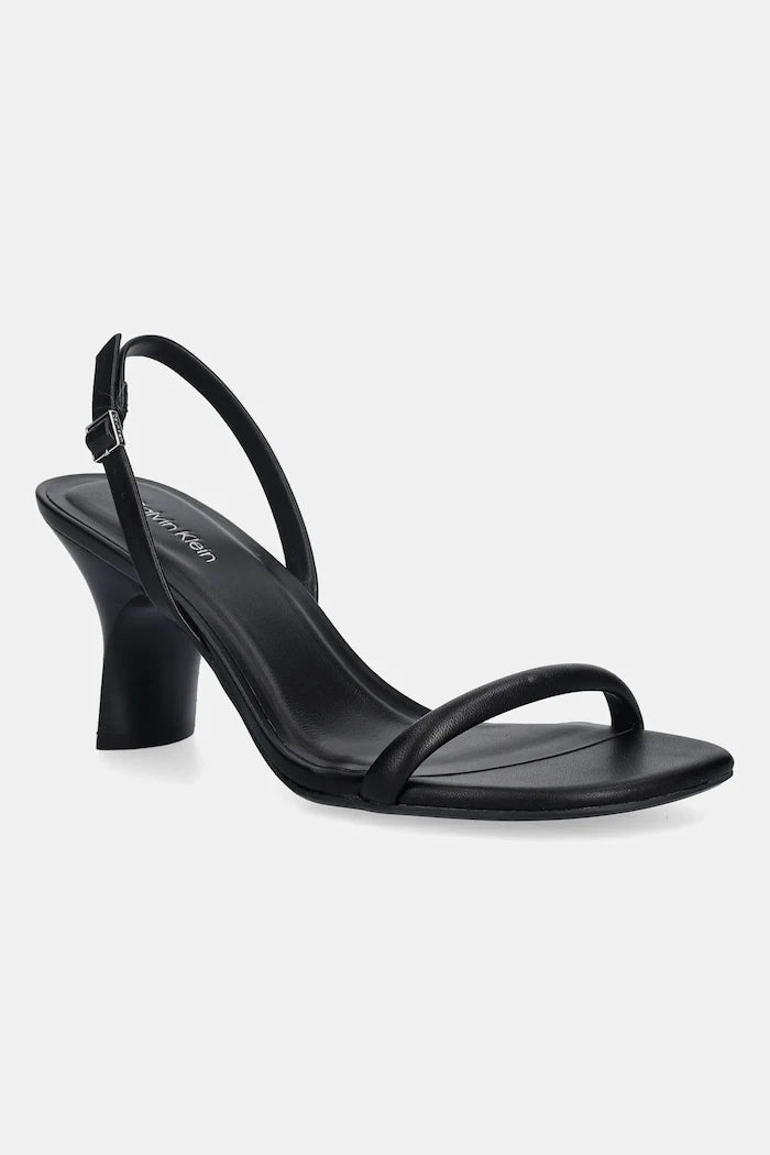 Кожени сандали Calvin Klein SCULPT KITT HEEL STRAPPY LTH