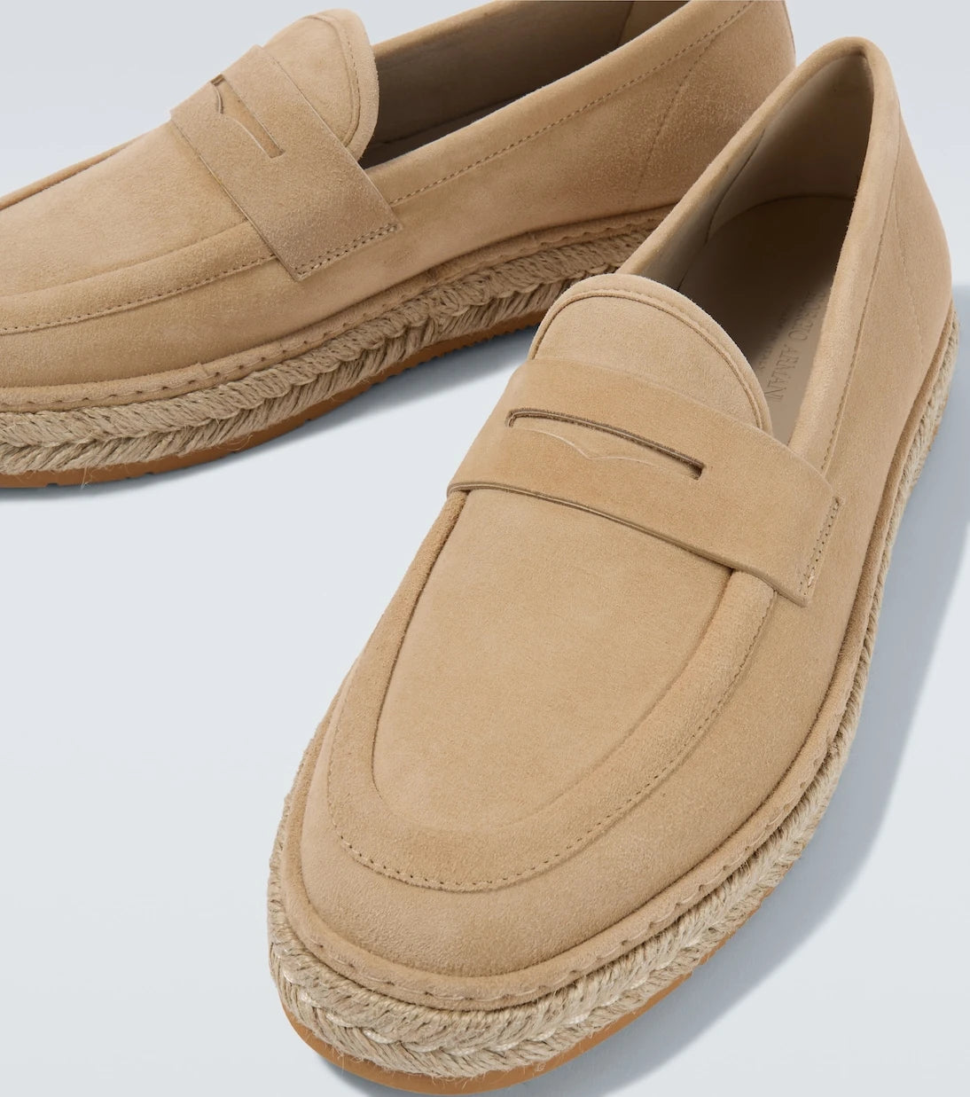 Giorgio Armani - Jute-trimmed suede penny loafers