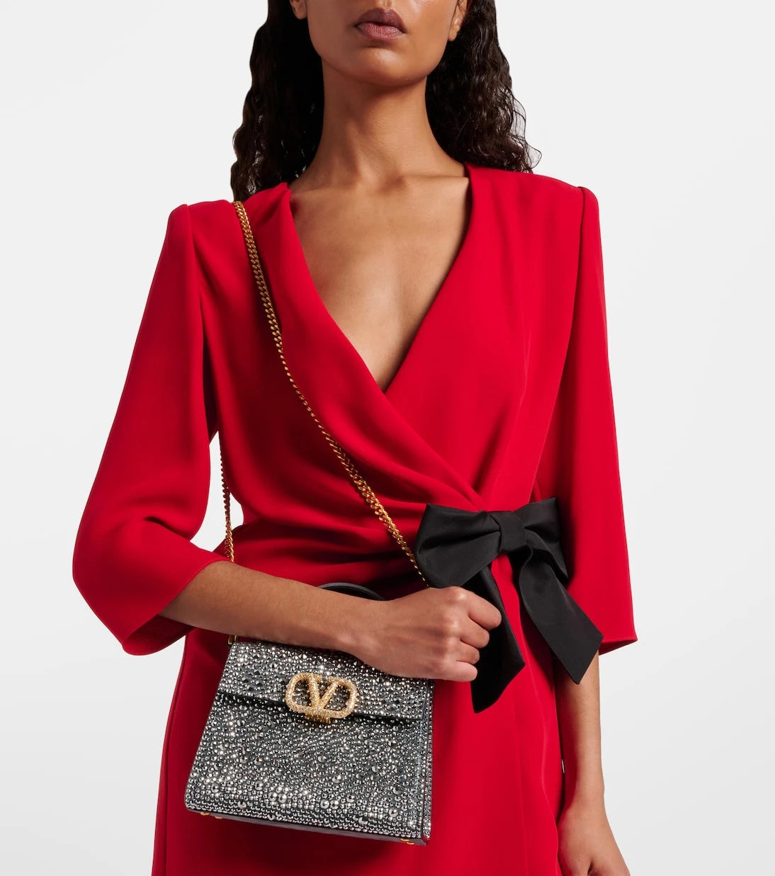 Valentino Garavani - VSling Small embellished suede tote bag