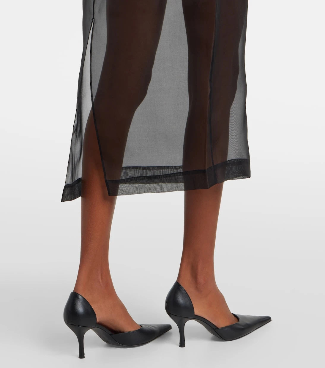 Frame - High-rise silk organza midi skirt