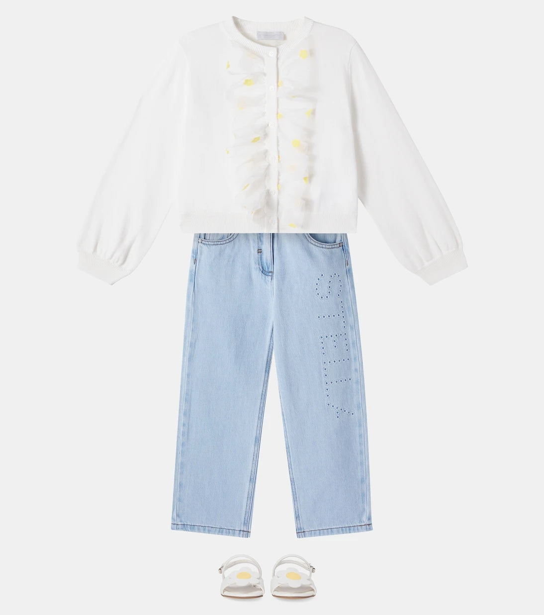 Stella McCartney Kids - Floral ruffled cotton cardigan