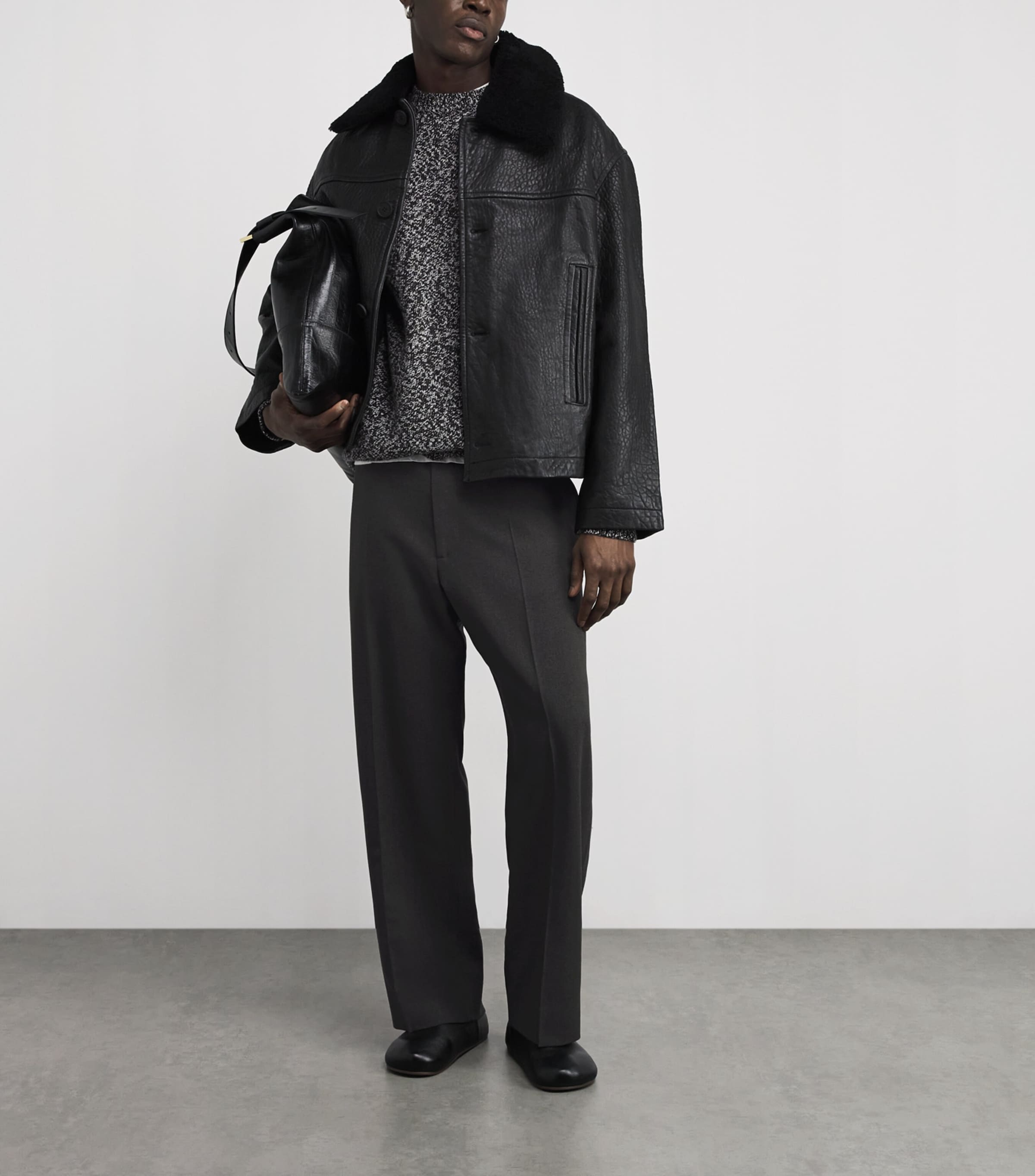 Wool-Blend Ester Straight Trousers