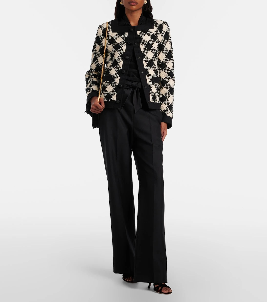 Valentino - Bow-detail wool and mohair straight pants