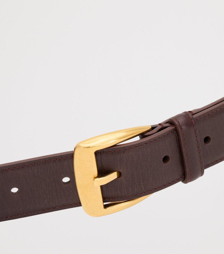 Beige Polished Leather Belt