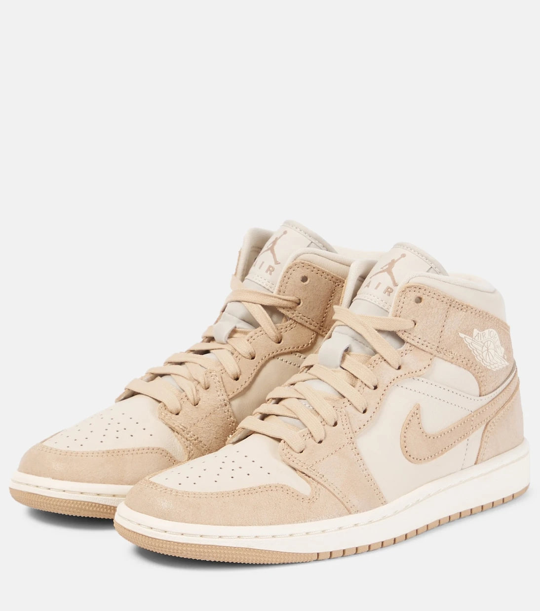 Nike - Air Jordan 1 Mid suede-trimmed leather sneakers