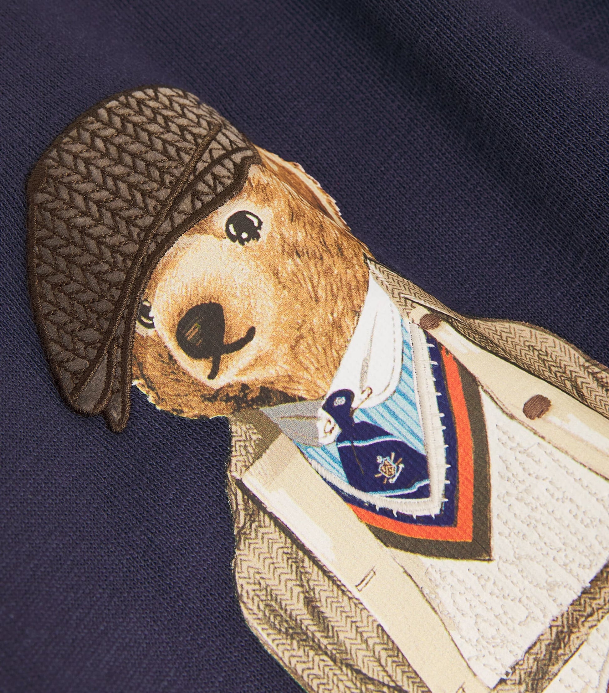 Blue Cotton-Blend Polo Bear Hoodie