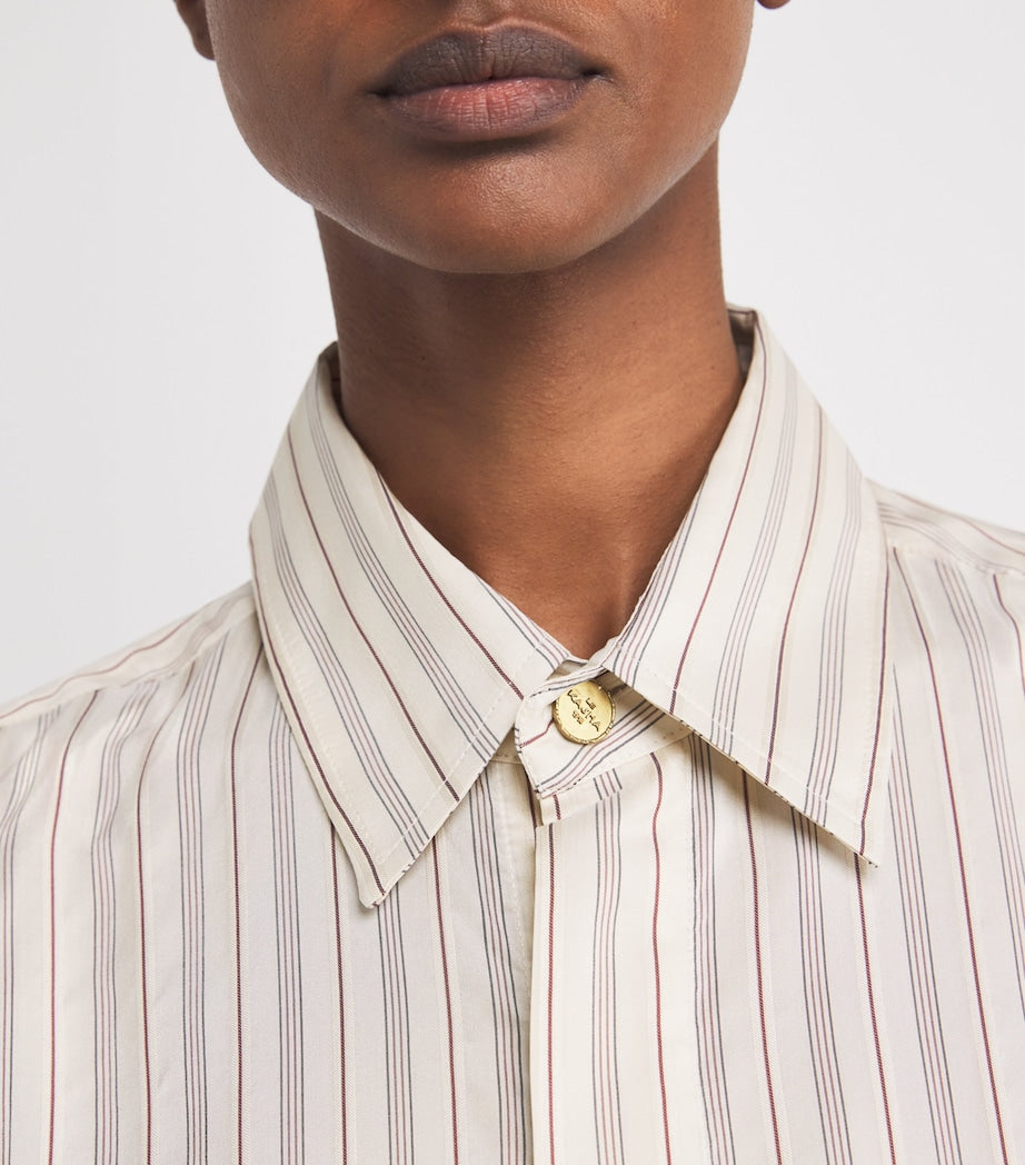 Le Kasha Multi Silk Stripe Uzud Maxi Shirt Dress