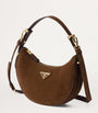Prada Brown Suede Arqué Shoulder Bag