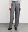 Black Wool-Blend Straight Trousers