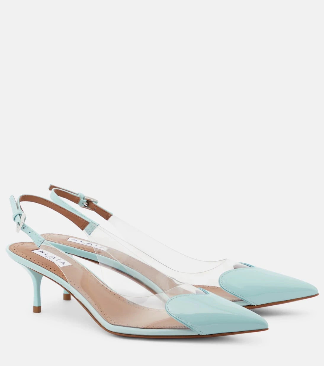 Alaïa - Le Cœur patent leather and PU slingback pumps