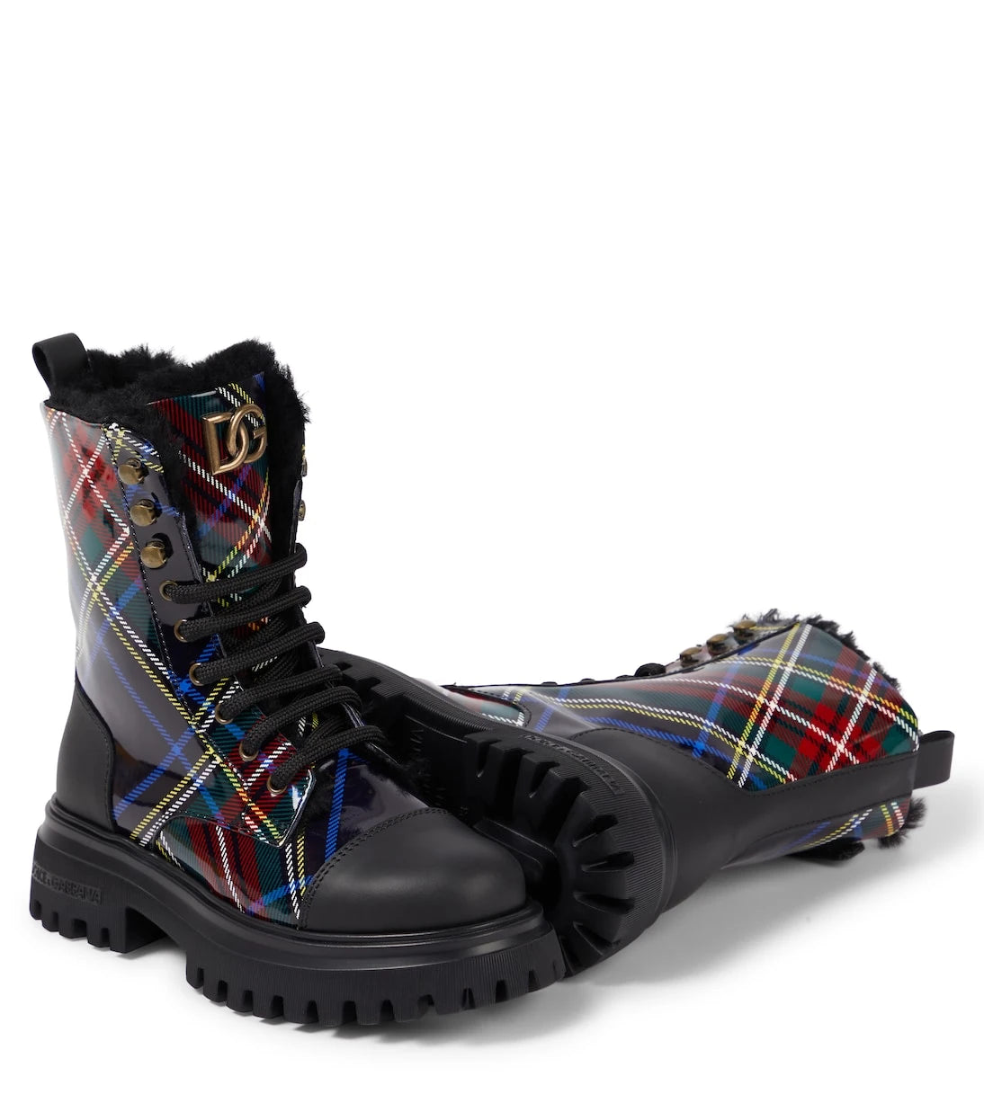 Dolce&Gabbana Kids - Checked leather boots