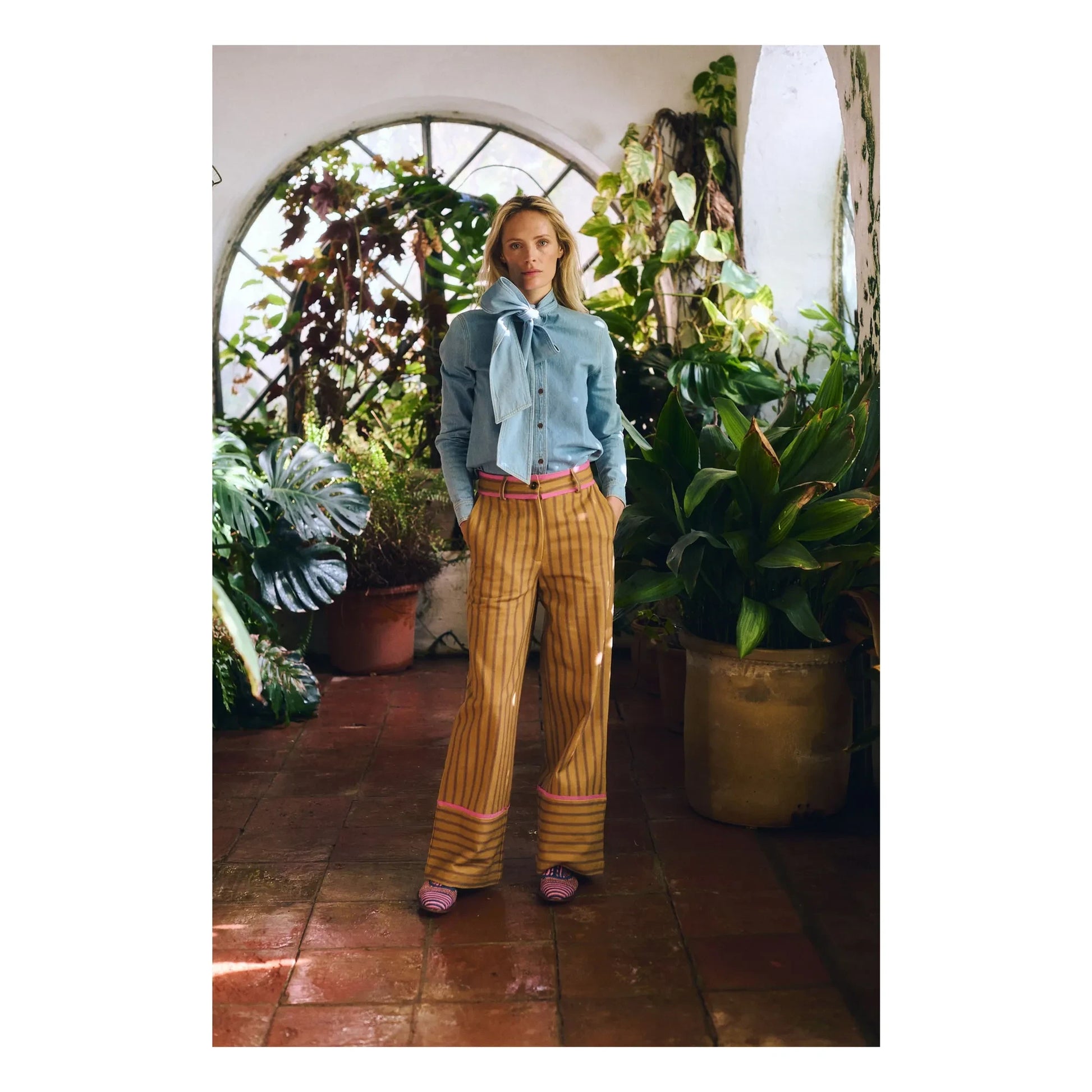 Maria de la Orden - Romeo Cotton Stripe Pants | Mustard