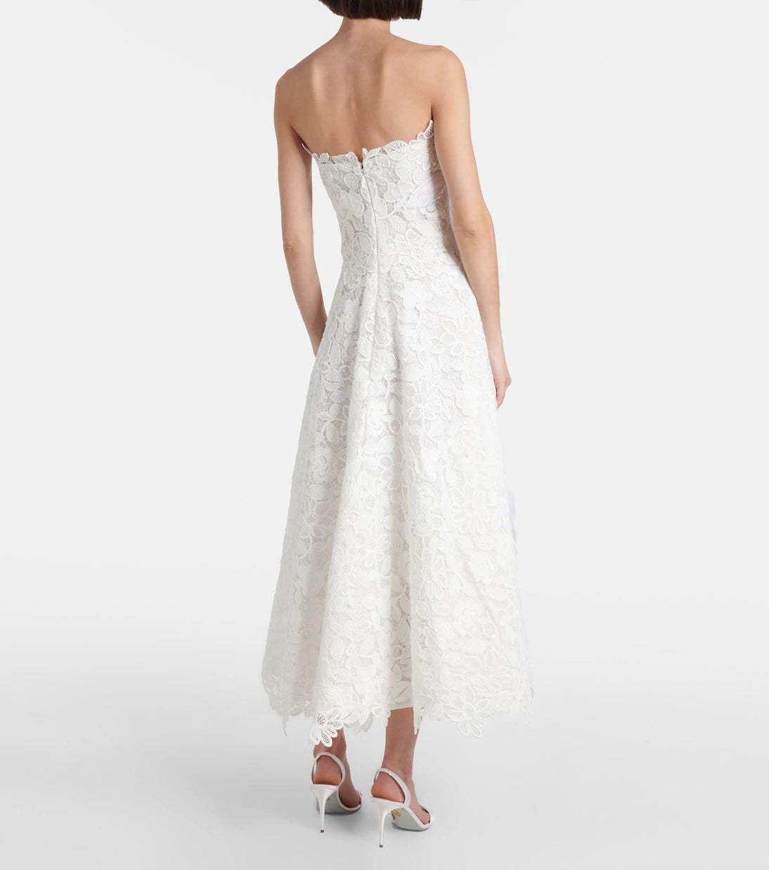 Costarellos - Floral-appliqué lace gown