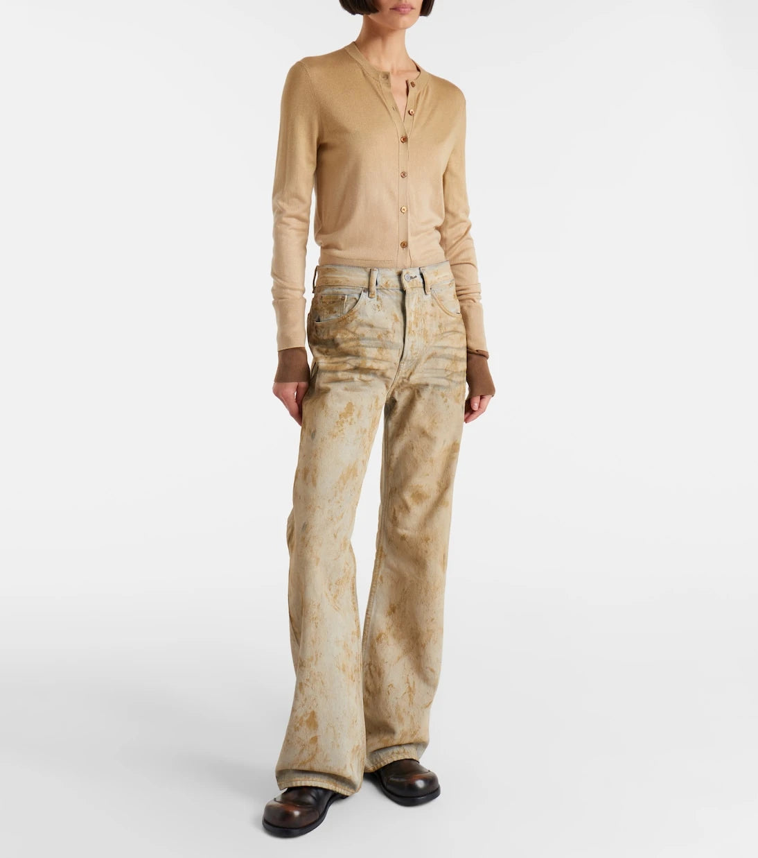 Acne Studios - جينز واسع الساق بتصميم بالٍ 2021