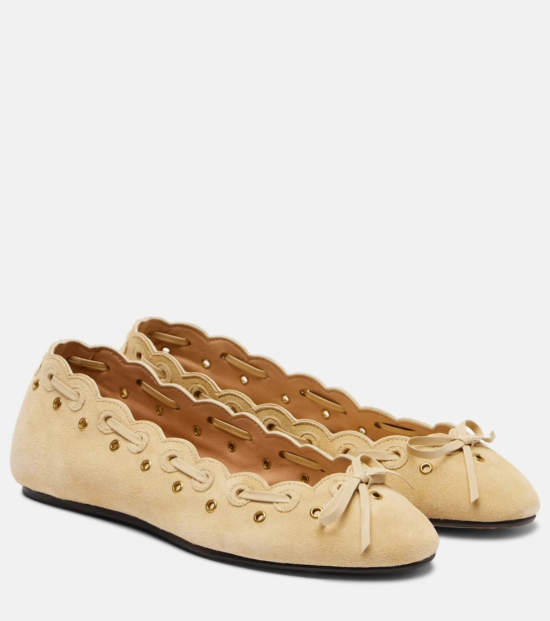 Isabel Marant - Balfy bow-detail suede ballet flats