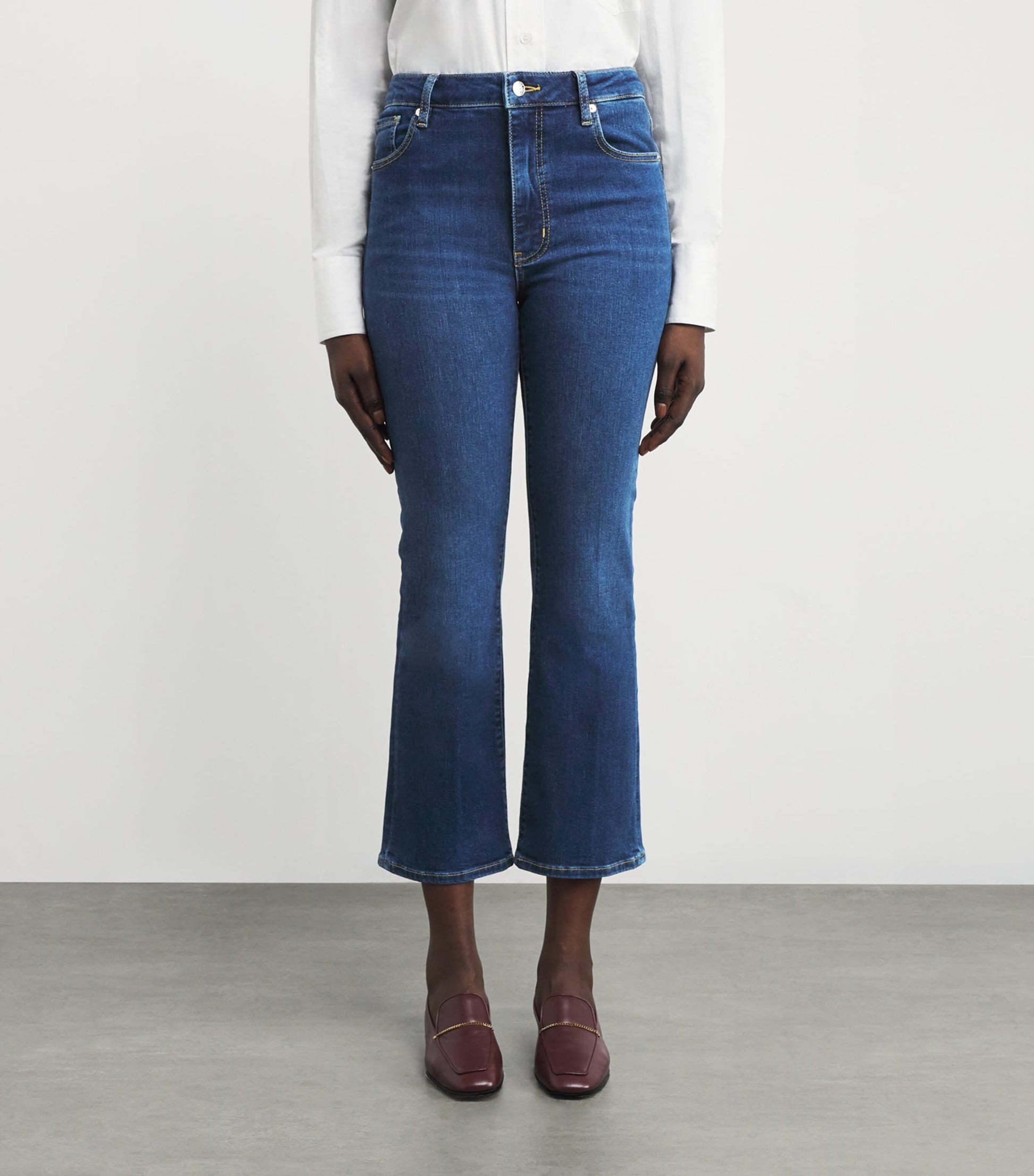 FRAME Blue The Reboot Crop Bootcut Jeans
