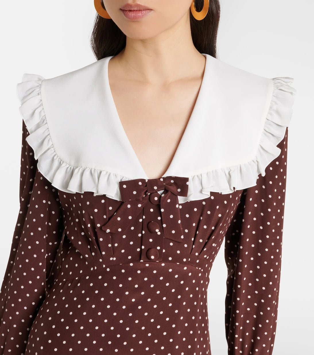 Alessandra Rich - Polka-dot ruffled silk midi dress