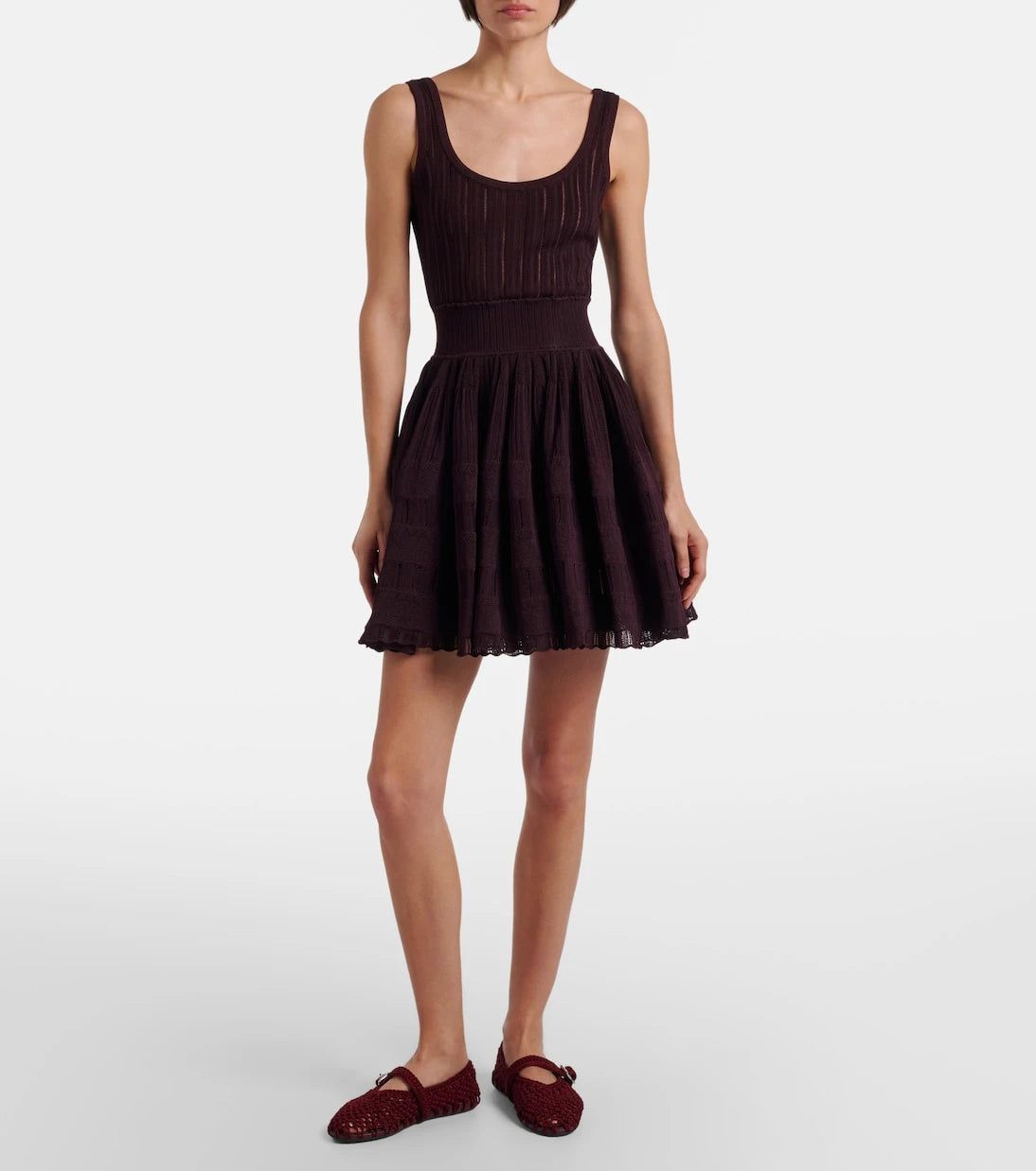 Alaïa - فستان قصير مضلع بحواف صدفيّة
