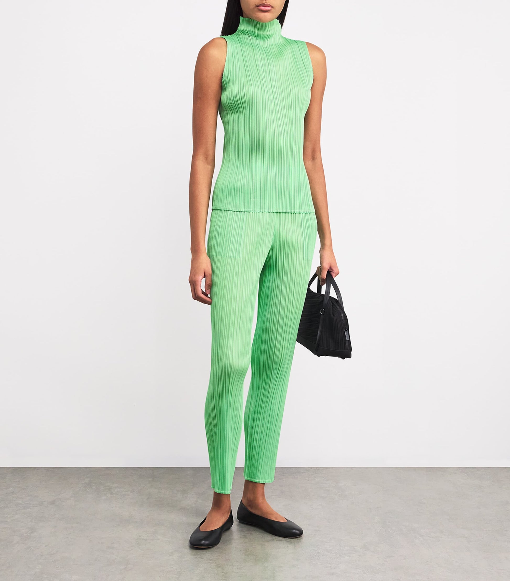 Pleats Please Issey Miyake Green New Colorful Basics 4 Sleeveless Top