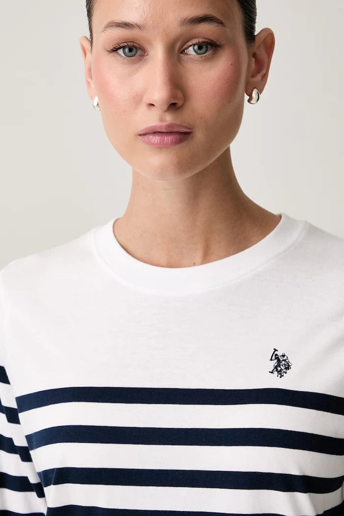 U.S. Polo Assn. Kadın Pamuklu Uzun Kollu Bluz Stripe LS