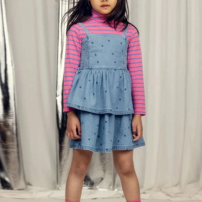 Детска дънкова рокля Mini Rodini denim dots