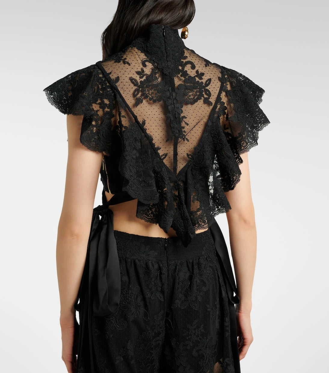 Zimmermann - Luna fırfırlı dantel crop top