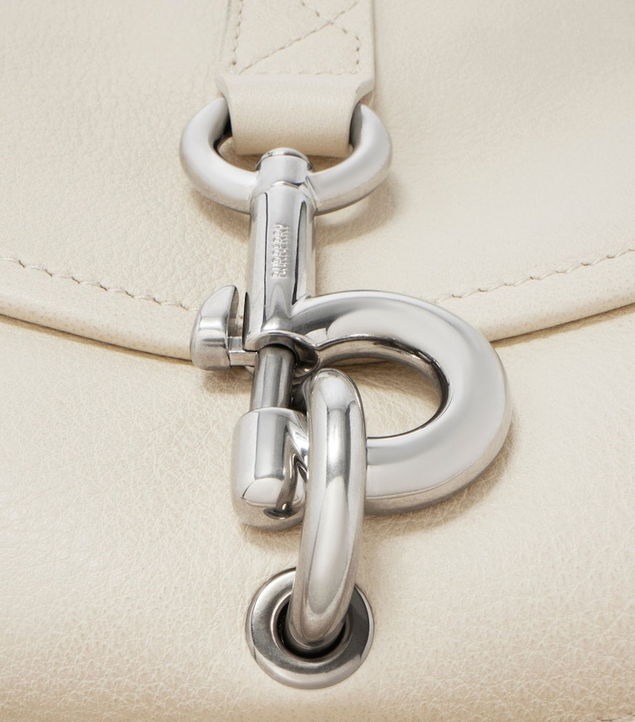 Burberry White Small Calf Leather B Clip Messenger Bag