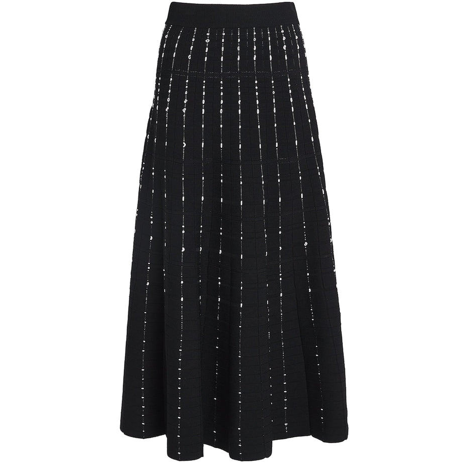 Multi Fragmented Stripes Midi Skirt
