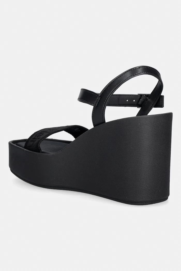 Calvin Klein kama topuklu sandalet ayakkabı WEDGE 70 SNDL WEBBING LTH