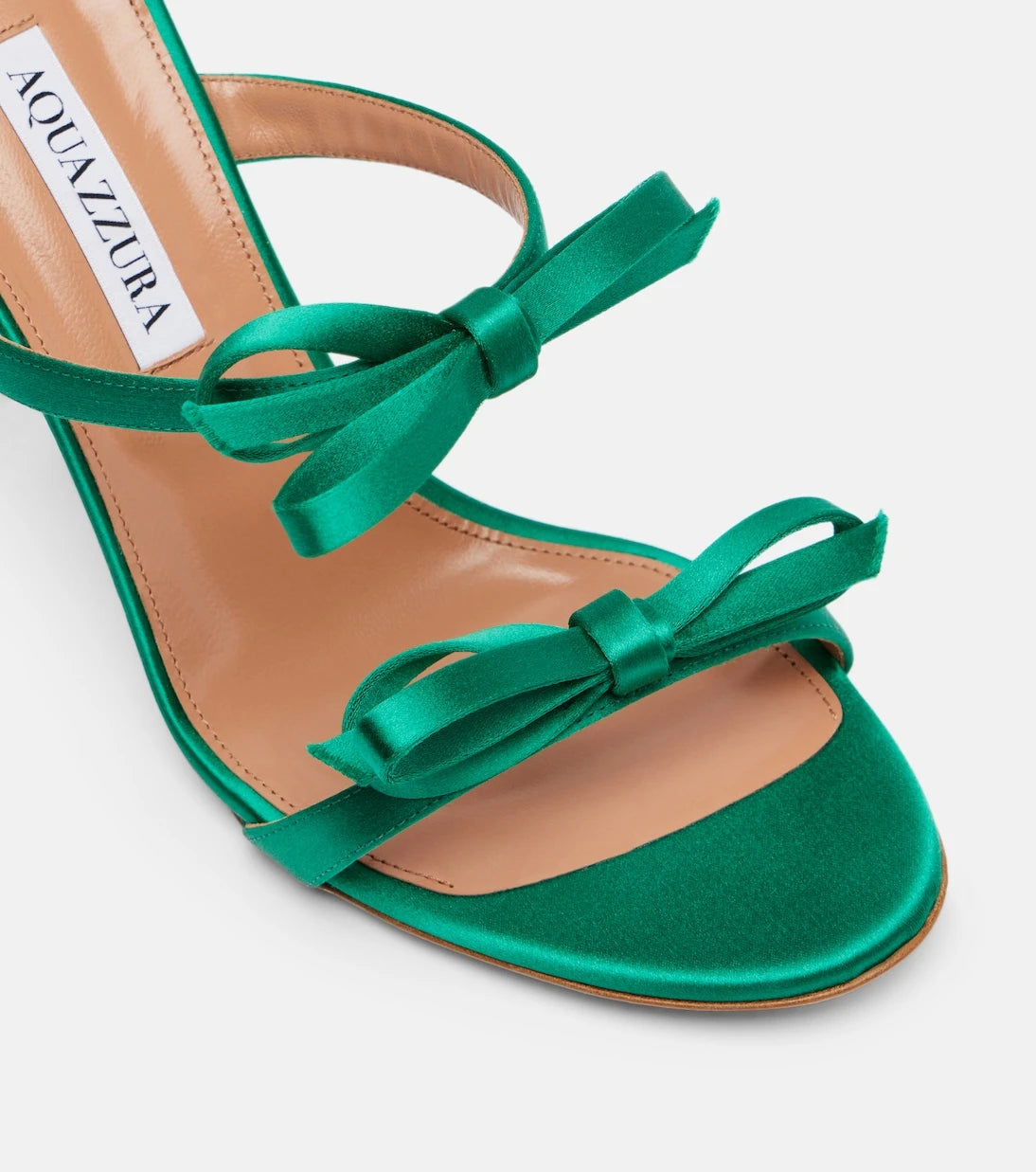 Aquazzura - Soave 85 bow-detail satin mules