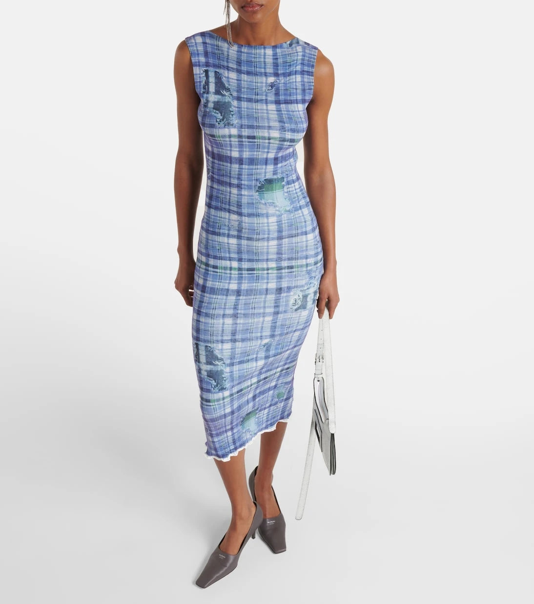 Acne Studios - Checked ribbed-knit midi dress