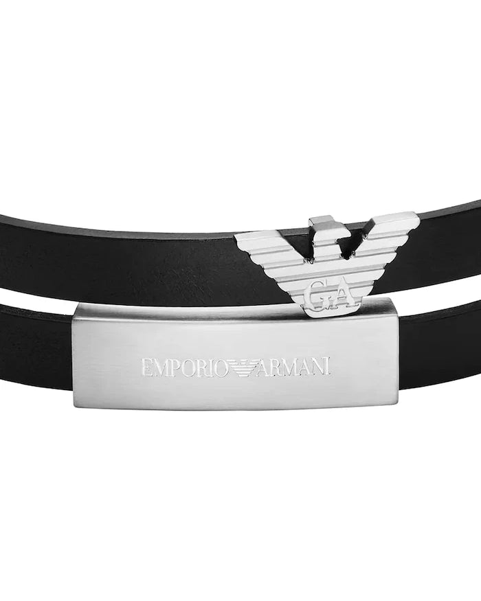 Emporio Armani Erkek Deri Bileklik Eagle Logo