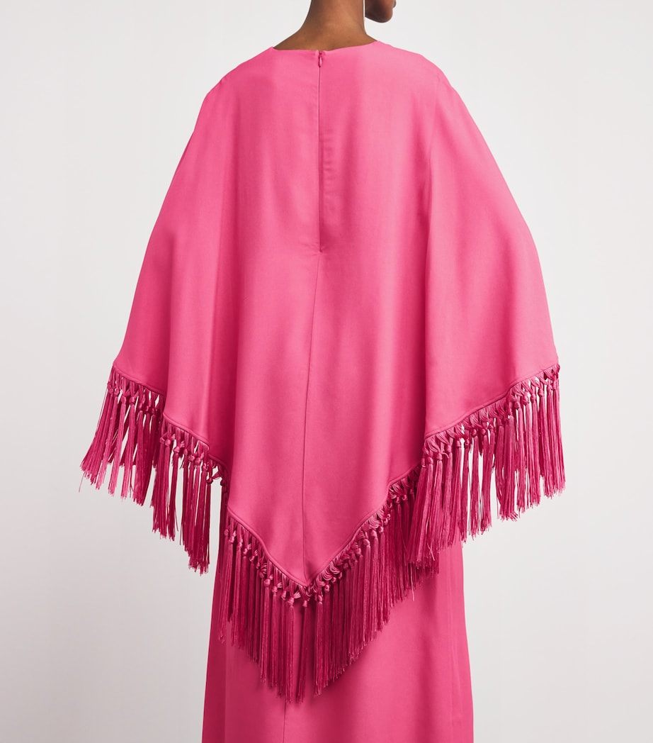 Fringed Bohemian Kaftan Maxi Dress ORCHID PINK