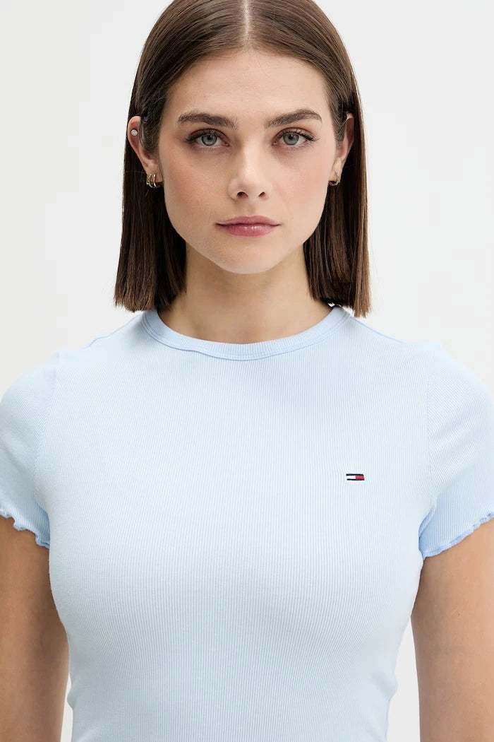 Tommy Jeans kadın pamuklu elastan tişört