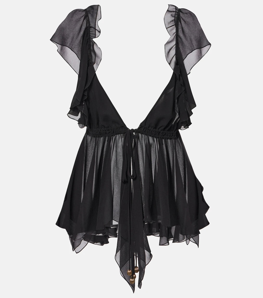 Chloé - Gathered silk georgette top